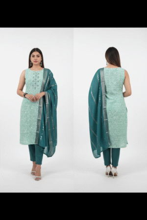 Floral Printed Sleeveless Regular Kurta with Trousers & Dupatta