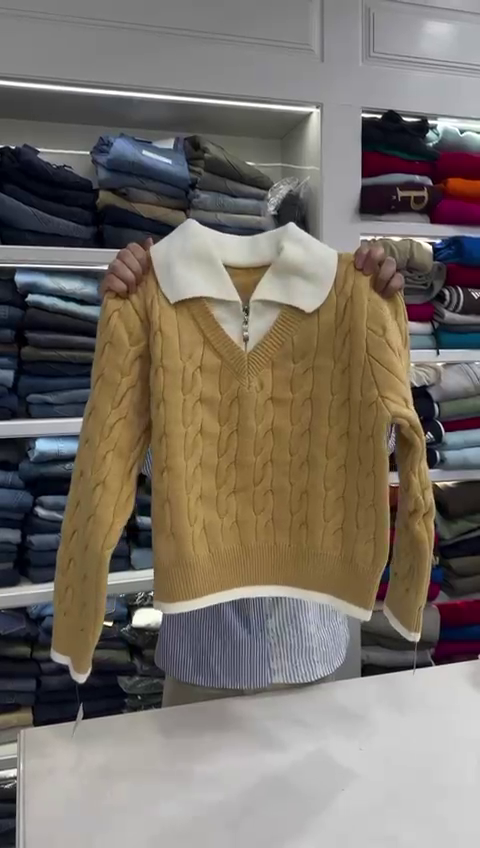 Womens Fall Long Sleeve Sweaters V Neck Cable Knitted Pullover Casual Soft Top