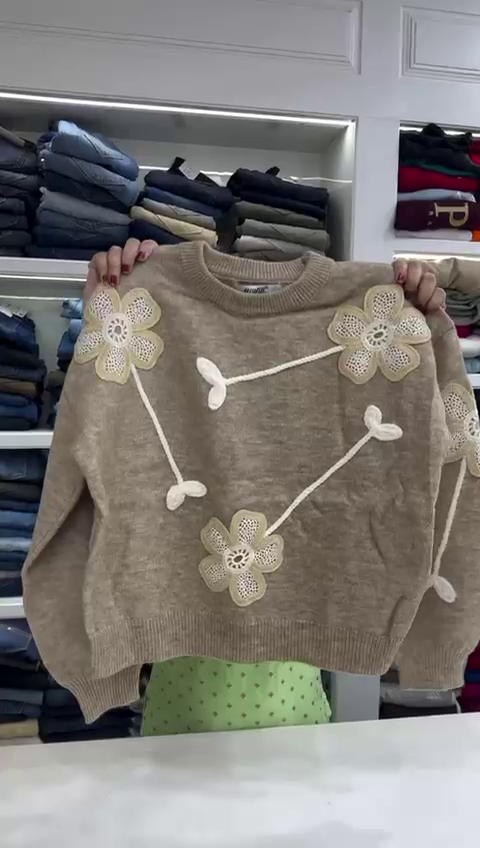 White Embellished Sweater pure woolen sweatshirt for girls - Image 3