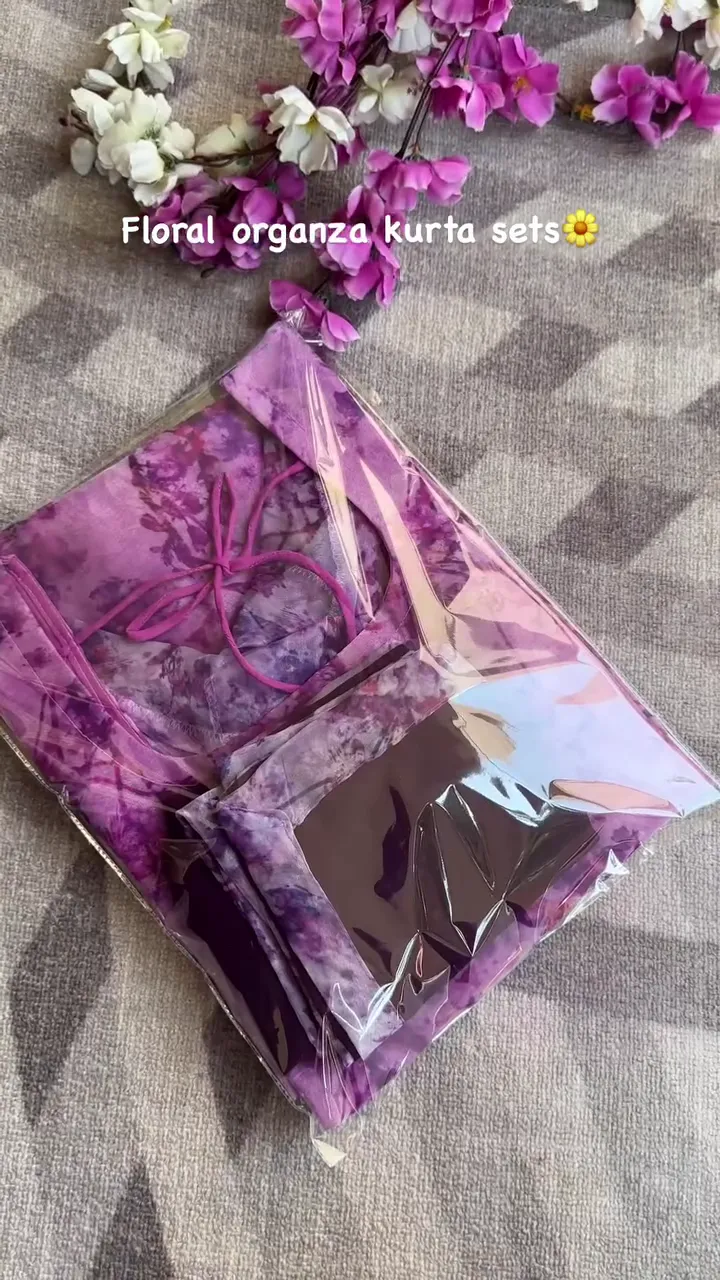 Peach Bloom Floral Organza Kurta Set – A Whisper of Elegance for Everyday - Image 2