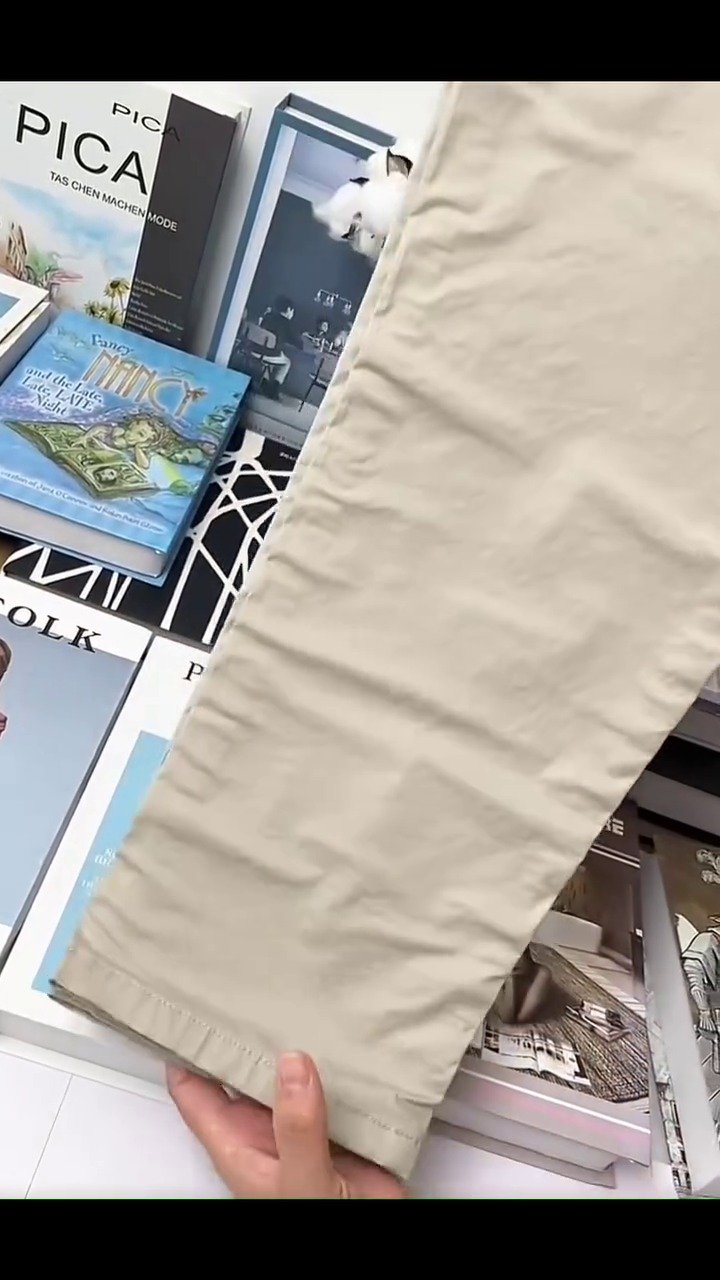 Men’s Beige Slim-Fit Cotton Chino Pants - Image 2