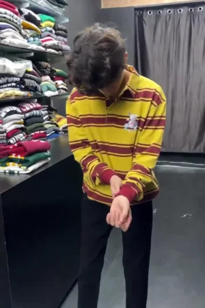 Auto Stripes Yellow Red Full Sleeve Polo T-Shirt